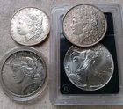 4pc Morgan Peace & Eagle US Silver Dollar 4 Coin Lot See Pictures