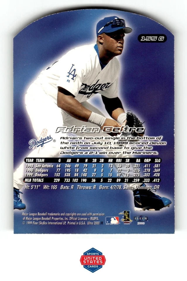 2000 Ultra #155G Adrian Beltre Gold Medallion - Image 2 of 2