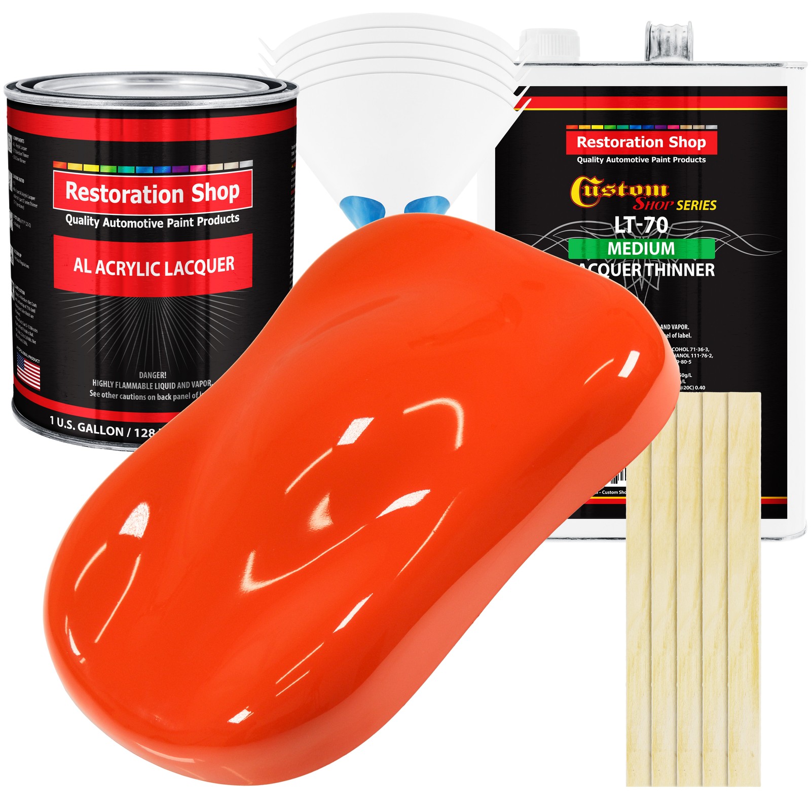 Speed Orange Acrylic Lacquer Gallon Auto Paint Kit, Medium Thinner