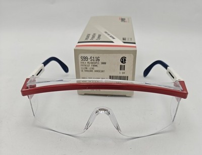 New! NOS UVEX Astrospec 3000 Patriot Frame Clear Lens Safety Glasses Made In USA