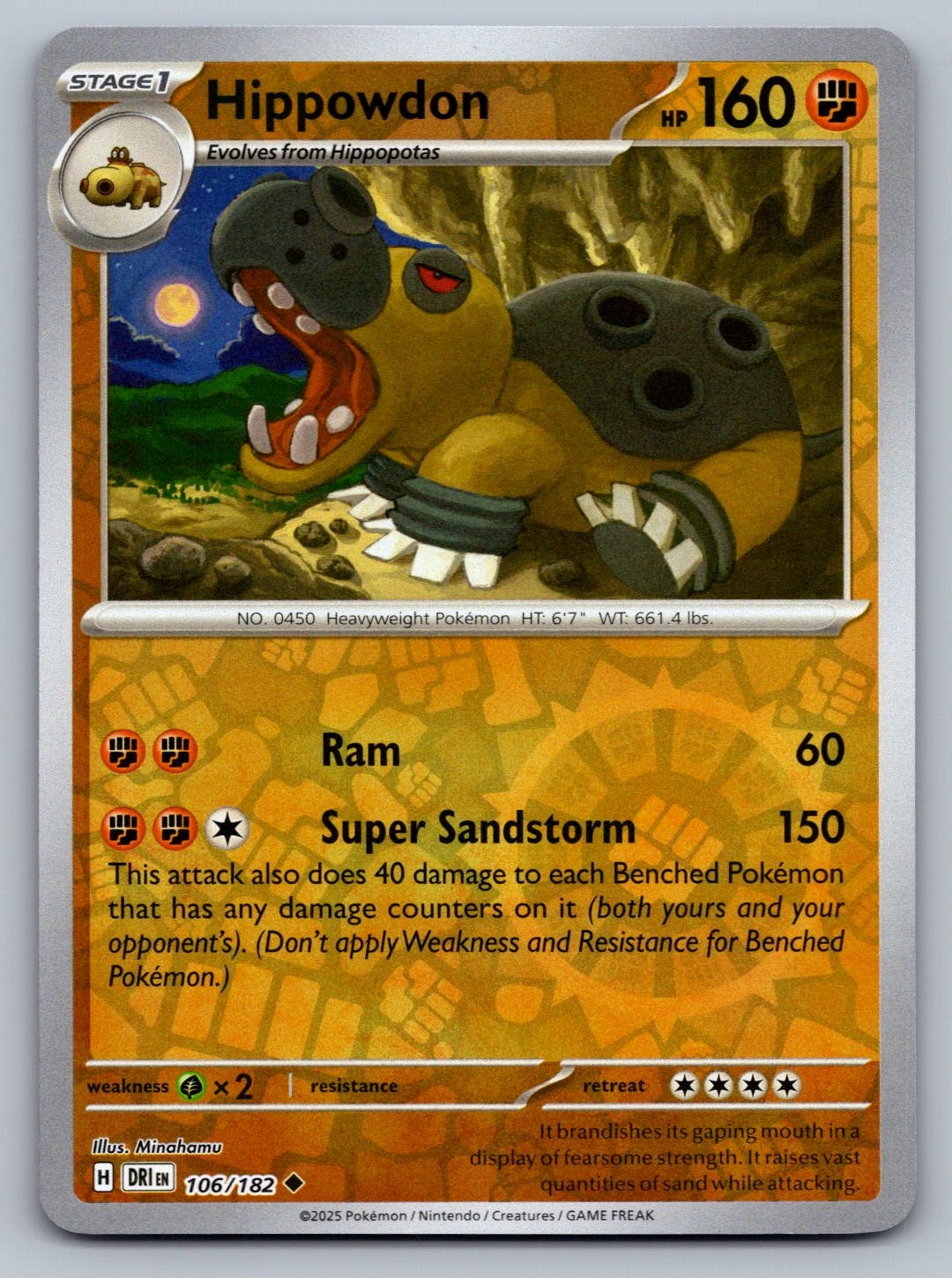 Pokemon TCG SV10: Destined Rivals Hippowdon 106/182 Reverse Holo