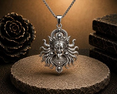 925 Sterling Silver Mahakali Pendant Goddess Hindu Spiritual Jewelry Protection