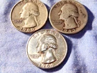 Lot of 3 - Washington Silver Quarters Circulated -  1943p-60d-64p   AS14