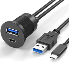 USB Type C 3.0 and USB 3.0 Male to Female Flush Mount Cable Waterproof Kit Acces