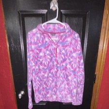Eddie Bauer Girls Abstract Fleece 1/4 Zip Pullover Sweatshirt Mock Neck M/M