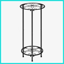 CASIMR Plant Stand Indoor Outdoor, Metal Rustproof Flower Shelf 2 Tier 23.9 i...