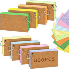 Flash Card, 8 Pack 800 Pcs Revision Cards Index Cards A7 Ruled Flshcards Multico