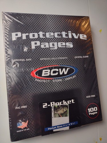 BCW Protective Pages 2 Pocket 7 1/8" x 5 1/2" - 100 Pages per Box - Archival