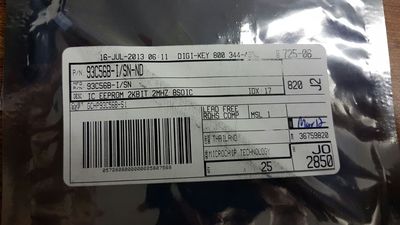 LOT OF 25 PCS. MICROCHIP 93C56B-I/SN IC EEPROM 2KBIT 2MHZ 8SOIC