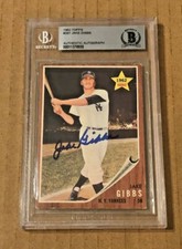 JAKE GIBBS SIGNED 1962 TOPPS ROOKIE CARD BECKETT CERTIFIED
