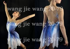 New Ice Figure Skating Dress Figure Skating Dress For Competition blue dyeing