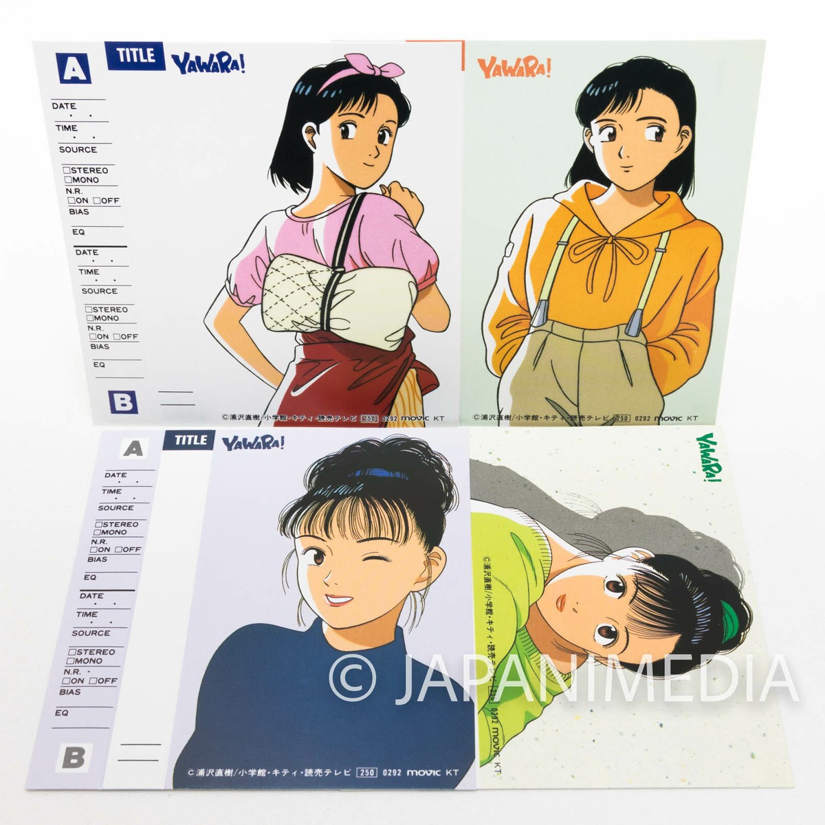 YAWARA Cassette Index Card 4 Sheet Naoki Urasawa JUDO JAPAN YAWARA Cassette Index Card 4 Sheet Naoki Urasawa JUDO JAPAN