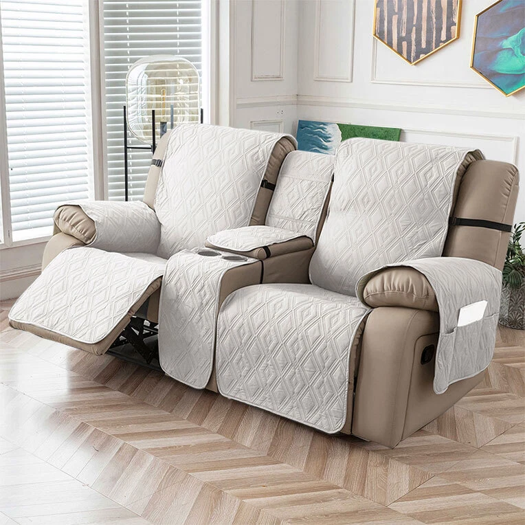 100% waterproof recliner cover double with center console, strap design - Image 2 of 4