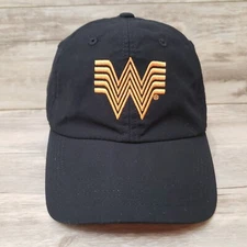Whataburger Logo Hat Cap Strap Back Black Embroidered Employee Work Wear Adj