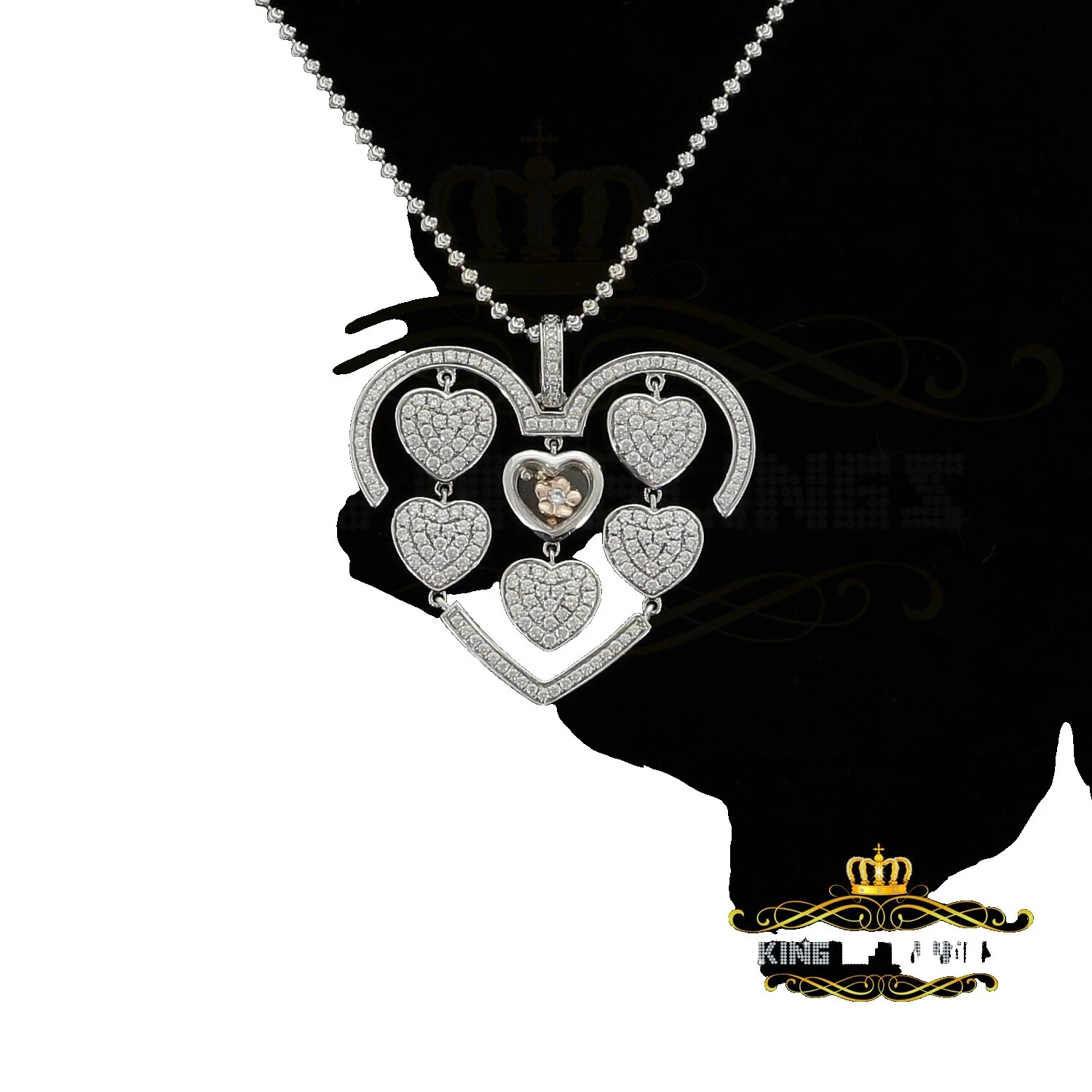 Cubic Zirconia Glass Sterling Silver Necklaces & Pendants for Men