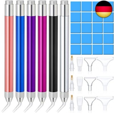 6 Stück LED Diamant Malerei Bohrstift Punkt Bohrstift mit Licht 5D Diamant 