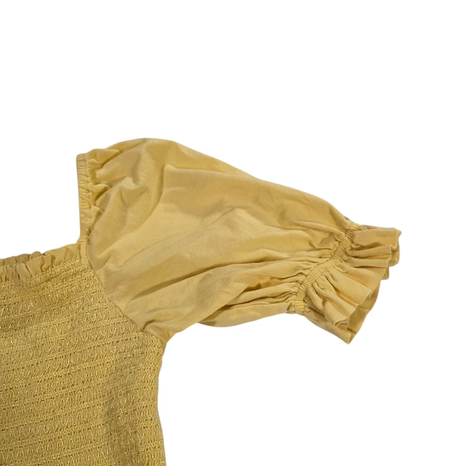 Vestido Polo Ralph Lauren Midi Niñas Amarillo XL Hombro Descubierto Floral Bordado Foto 4 de 4