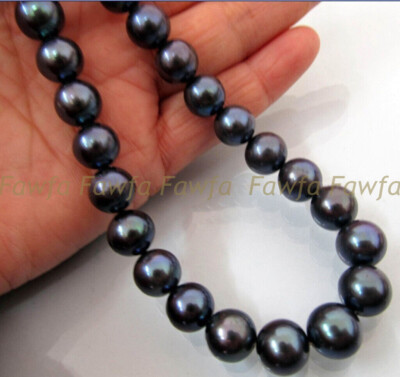 9-10MM GENUINE TAHITIAN NATURAL BLACK PEARL NECKLACE 14-36 INCH
