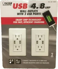 Feit Electric 2-Pack Tamper Resistant Wall Outlet 120V, with 2 USB Ports 4.8 amp