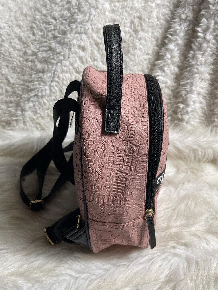 Juicy Couture Vinyl Blush Pink Gothic Word play Small Backpack with black trims Juicy Couture Fashionable Zippered Backpack with Front  main image 4