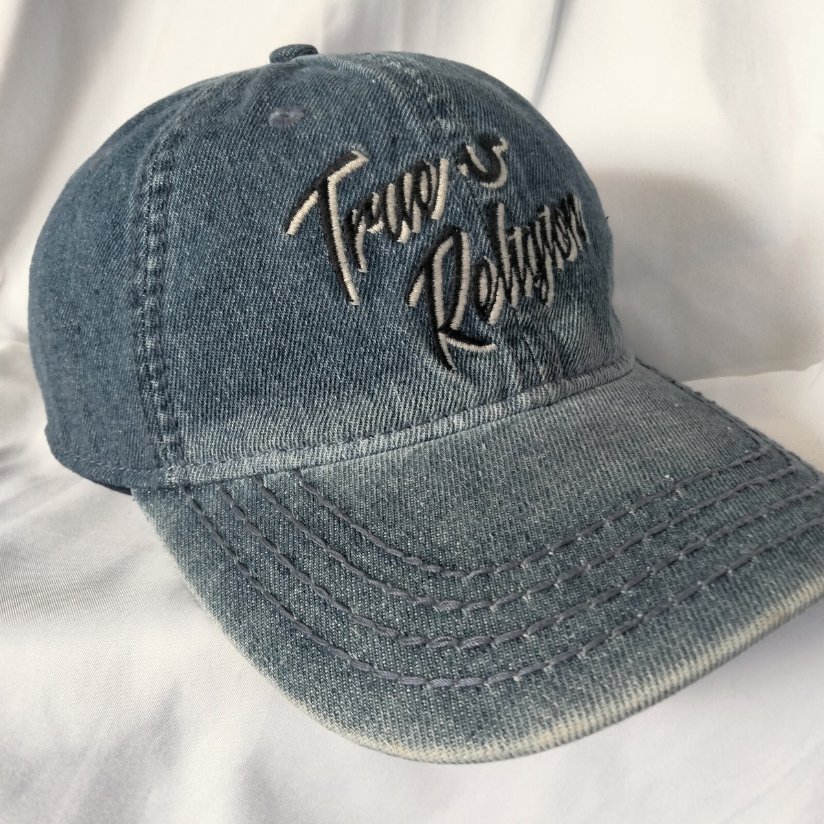True Religion Distressed Denim Hat Strapback Blue  display picture 3