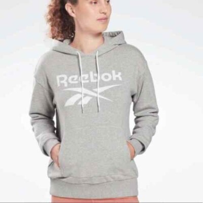 NEW Reebok Hoodie Sweatshirt Gray/White Logo Plus Size Womens 3XL