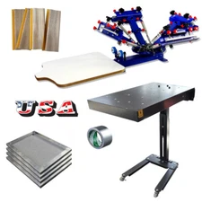 Silkscreen Combination-4 Color Screen Printing Kit -Flash Dryer&Frame Hot Set US
