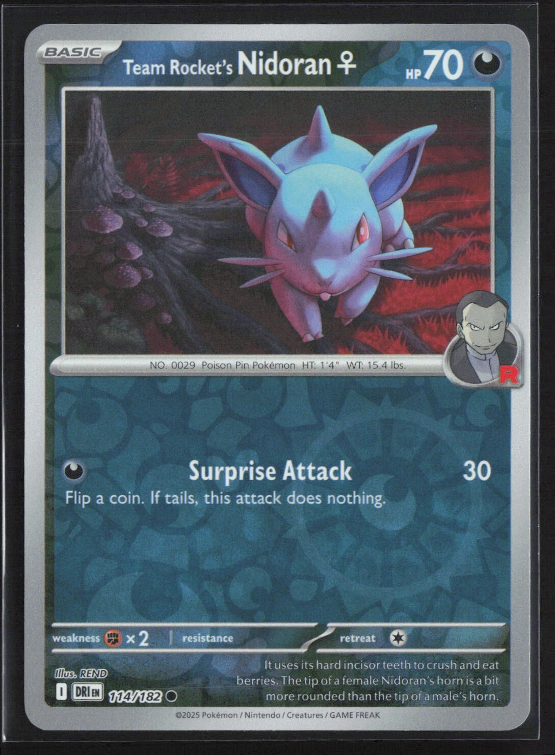 Pokemon TCG Destined Rivals - 114/182 Team Rocket's Nidoran - Reverse Holo NM