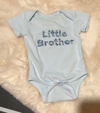 Infant Baby Newborn LITTLE BROTHER Shirt Bodysuit Blue