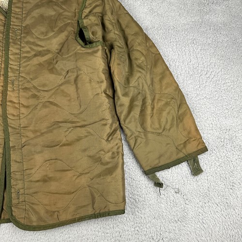 Vtg US Military Cold Weather Coat Liner Mens Small Olive Green Quilted - Picture 5 of 19