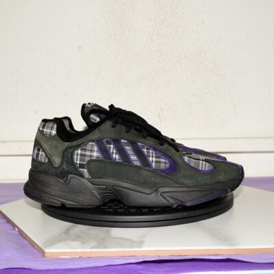 adidas Yung-1 Purple Plaid Shoe Men US 11