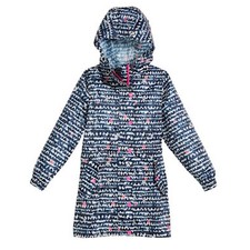 Joules Women's Waterproof Go Lightly Navy Hearts Printed Rain Jacket - Size 8