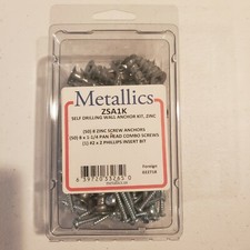 Metallics ZSA1K 8 x 8x1-1/4 PH Zinc Self Drilling Wall Anchor Kit