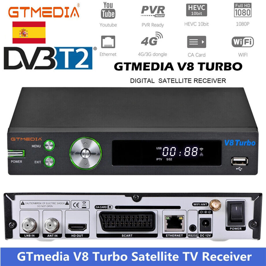 GTMEDIA V8 Turbo-H.265 Receptor de satélite DVB-S2/T2/Cable PVR HDTV BOX Combo