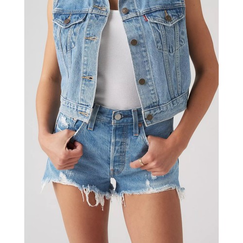 LEVI'S PREMIUM RIBCAGE WOMEN'S SHORTS SIZE 31 HIGH RISE BUTTON FLY INSEAM: 2.5" - Picture 7 of 8