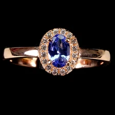 925 Sterling Silver Oval Blue Tanzanite 6x4mm Simulated Cz  Ring 7
