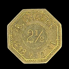 2½ ¢ R. Chaven 1438 N. 12th Street Trade Token/Coin