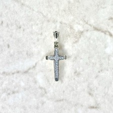 Small 14K Diamond Cross Pendant Necklace - Solid 14K Yellow Gold Cross Necklace