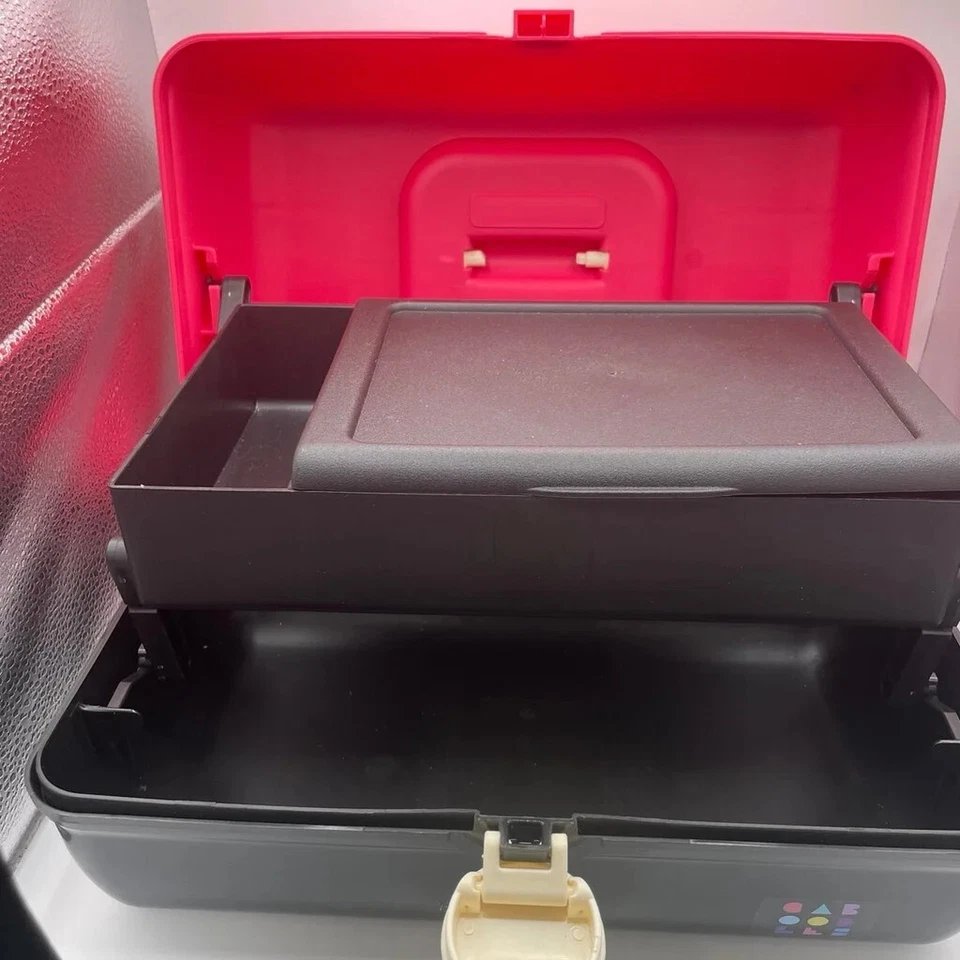 Rosa y Negro Vintage Caboodle Estuche Maquillaje Bolsa Viaje Bolso Foto 2 de 4