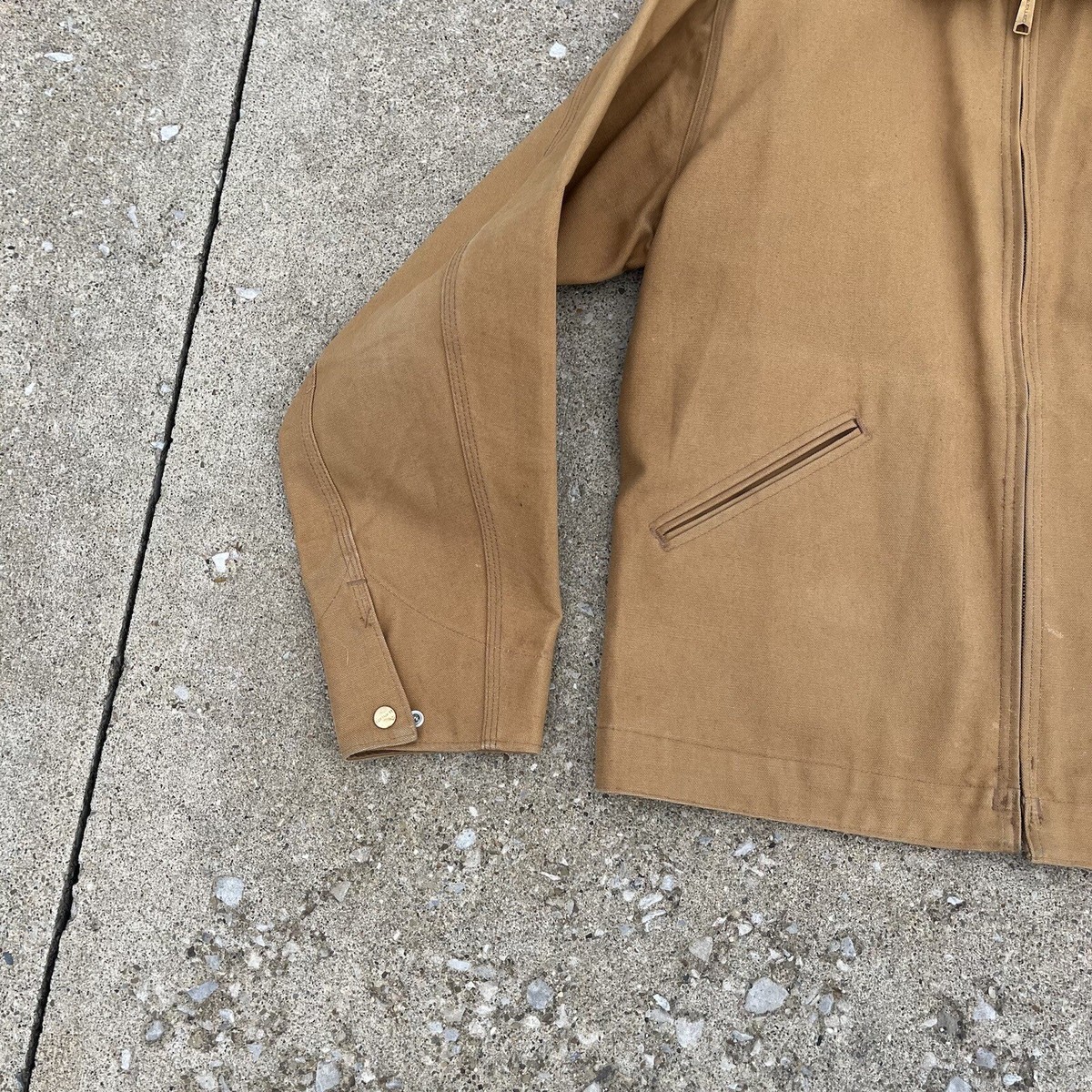 VTG Carhartt J97 PTL Detroit Unlined Work Jacket Tan Size
