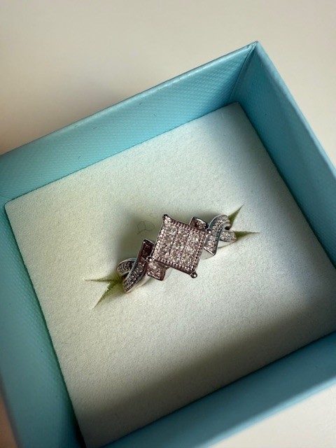 Diamond Twisted Split Shank Sterling Silver Ring - image 1