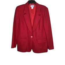 Pendleton Womens Virgin Wool Blazer Jacket Size 10 Classic Red 1 Button USA VTG