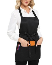 3 Pockets Adjustable Bib Apron Chef Kitchen Cooking Aprons for Men, Black