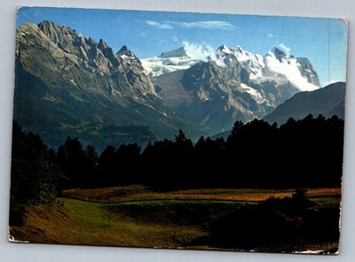 Postcard 1960s Hasliberg Berner Oberland Switzerland Wetterhorn Alps Scenic