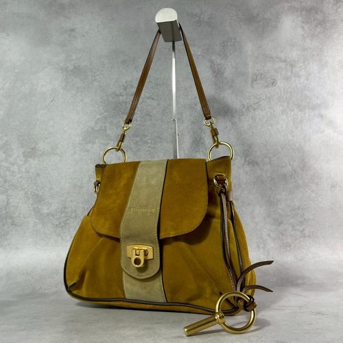 Chloe Lexa One-Shoulder Bag Suede Leather Brown Women's Ships from Japan - Picture 1 of 24