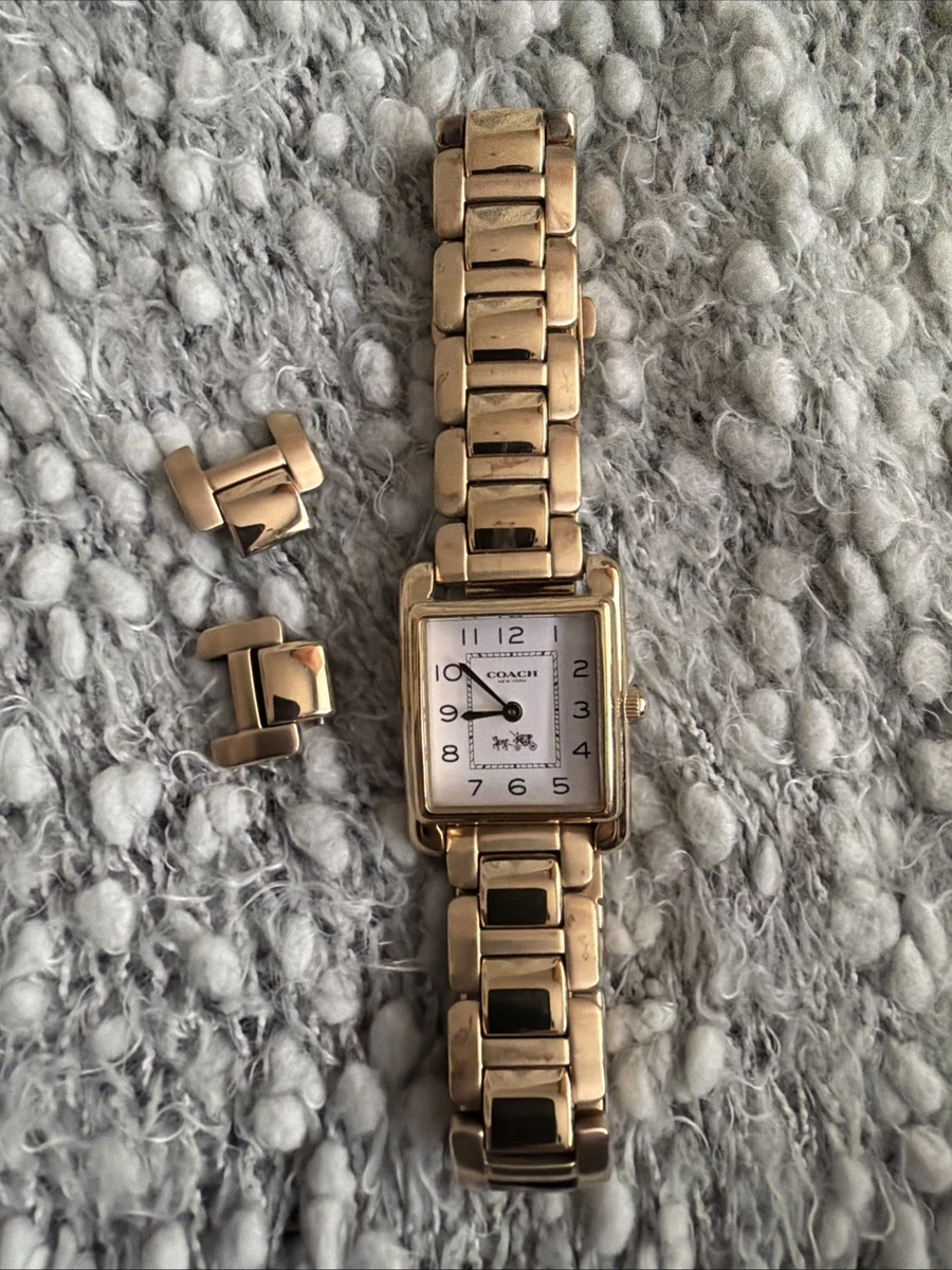 Coach Stainless Steel Gold Tone Square Watch CA.88.7.34.0914 White Dial Working Coach Stainless Steel Gold Tone Square Watch CA.88.7.34.0914  main image 4