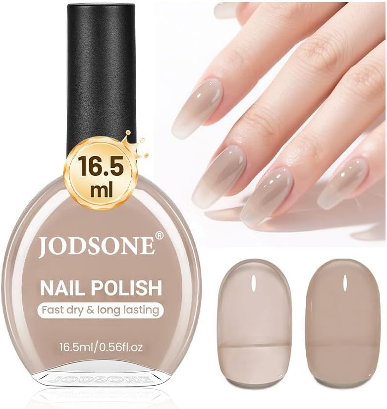 JODSONE 16.5ml Jelly Nude Brown Nail Polish Large Volume Quick Dry Nail Polish,