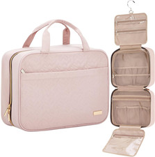Travel Toiletry Bag for Women, Portable Hanging Organizer for Full-Sized Shampoo