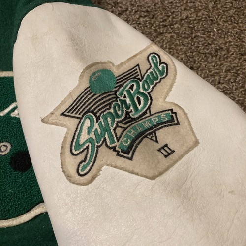 Vintage 80s 90s New York Jets Delong Script Wool Leather Jacket Sz 44 NFL - Picture 6 of 14