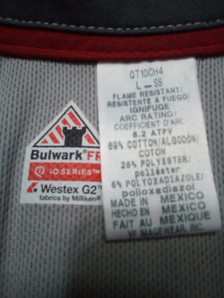 Bulwark FR IQ Series Westex G2 T-Shirt Men L Gray 1/4 Zip Short Raglan Sleeve - Image 2 of 4